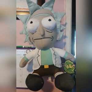 Rick Plush Toy with Blue Hair and White Coat "15"